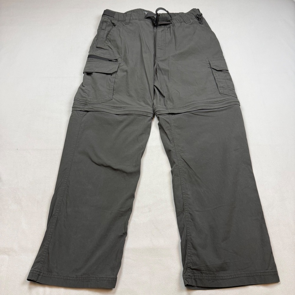 BC Clothing Convertible Cargo Pants Mens XL X 30 Gray Zip Off Hiking Belted